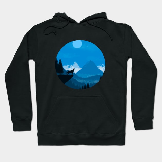 Wolf Howling at the Moon Hoodie by NorseTech